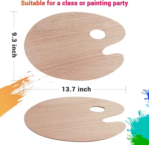Miniatura 2 de Tamaki Paleta de pintura de madera, bandejas de pintura para acrílico, paleta de arte para pintar, bandejas con soporte para pulgar para artista, 1