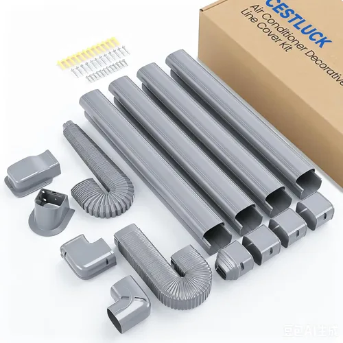 Miniatura 12 de Kit de cubierta de tubería decorativa de PVC de 3 pulgadas y 17 pies para aire acondicionado mini split sin conductos, juego completo, no se Blanco