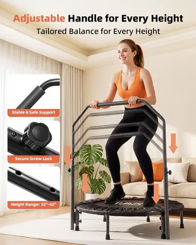 Miniatura 5 de Mini trampolín plegable para adultos y niños de 40 pulgadas con barra de espuma ajustable para entrenamiento en interiores