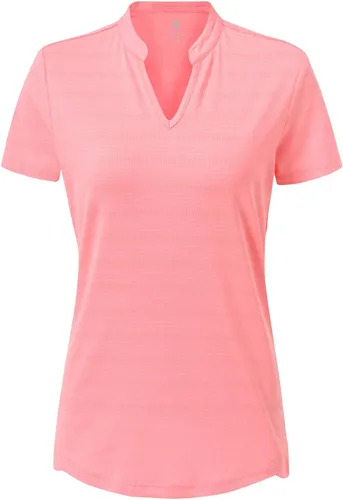 Miniatura 2 de BASUDAM Polo de golf para mujer, cuello en V, manga corta, sin cuello, secado rápido