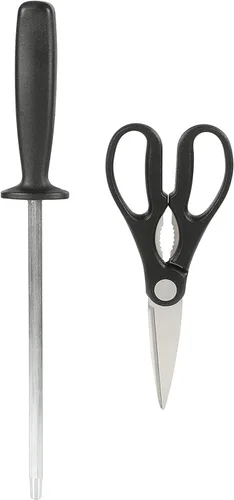 Miniatura 5 de Oster Langmore - Juego de 15 piezas de cuchillos de acero inoxidable con mangos negros – Juego completo de cuchillería de cocina en caja de Negro