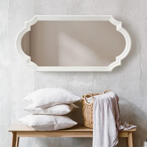 Miniatura 4 de Kate and Laurel Fairbourne Farmhouse - Espejo de pared de panel festoneado, 20 x 42, blanco envejecido, espejo decorativo alto tradicional