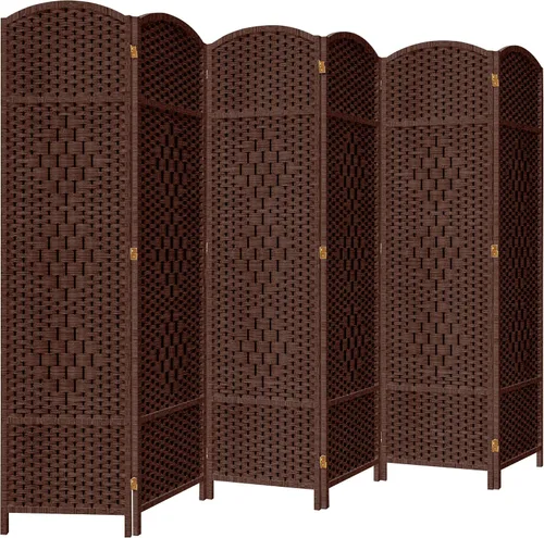 DURASPACE Divisor de habitación de 6 paneles, pantalla de privacidad plegable de 6 pies de alto, rotación de 360°, partición de madera independiente