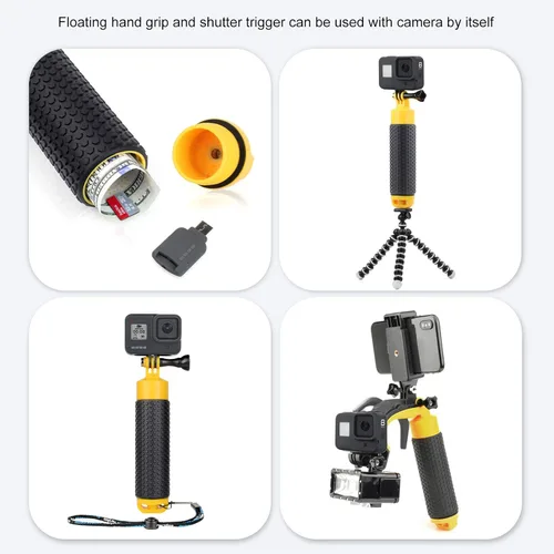 Miniatura 7 de GEPULY - Puerto domo para GoPro Hero 8 Black, lente de puerto domo con carcasa impermeable, disparador de obturador, agarre de mano flotante