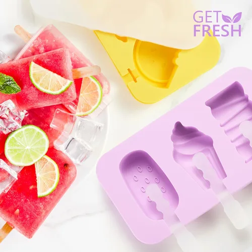 Miniatura 4 de GET FRESH Juego de herramientas para hacer helados y dulces para niños, 8 moldes de silicona para hacer helados de gelatina para niños, moldes