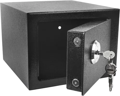Miniatura 2 de Luwint Caja de seguridad pequeña de acero con cerradura de llave, 0.3 pies cúbicos de seguridad para el hogar para montaje en pared, caja de bloqueo