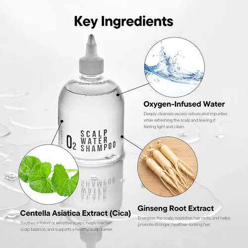 Miniatura 4 de ALIVELAB O2 Champú de agua para cuero cabelludo sensible, picazón, anticaspa, limpieza profunda y calmante, cuidado del cabello, limpiador del cuero