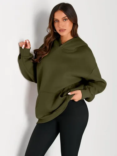 Miniatura 92 de Trendy Queen - Sudaderas extragrandes con capucha para mujer, suéteres de manga larga, sin botones, de vellón, de otoño, ropa de invierno