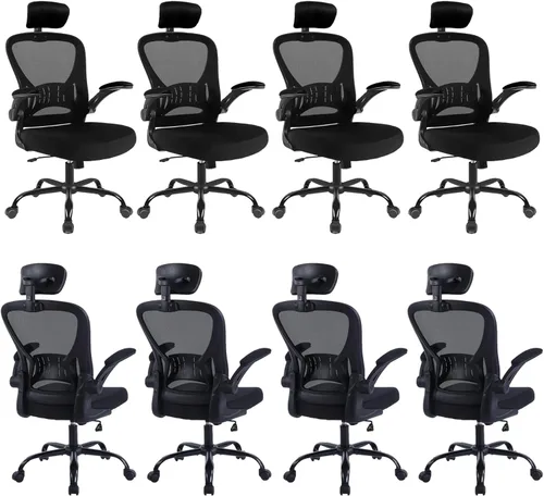 Miniatura 17 de Silla de oficina ergonómica de escritorio, cómoda altura ajustable con ruedas, soporte lumbar de malla giratoria para computadora, silla de oficina
