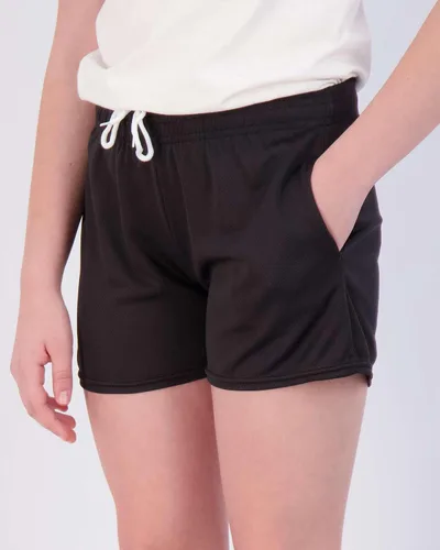 Miniatura 3 de Real Essentials Paquete de 4 pantalones cortos deportivos de malla para niñas con bolsillos