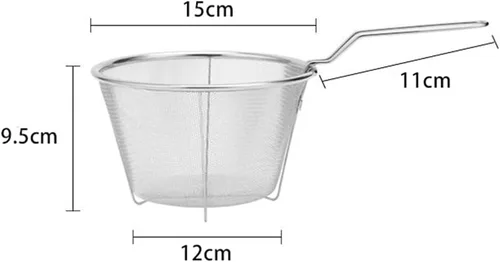 Miniatura 3 de YARNOW Cesta plegable de acero inoxidable de 10.23 pulgadas con mango largo ergonómico para freír profundamente el aceite y colar alimentos