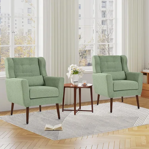 Miniatura 26 de cinkehome Sillas decorativas con brazos para sala de estar, sillón moderno tapizado en chenilla, cómoda silla de salón acolchada y suave