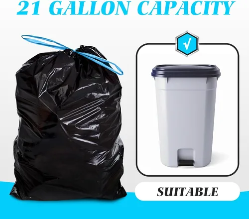 Miniatura 49 de Bolsas de basura de 7 galones, 100 unidades, bolsas de basura con cordón resistentes de Teivio, bolsas para papeleras de baño, bolsas de plástico