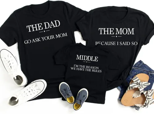 Miniatura 6 de Camisa a juego con texto en inglés Ask Your Mom, la más joven, media y más vieja, trajes familiares a juego, camiseta familiar de campamento
