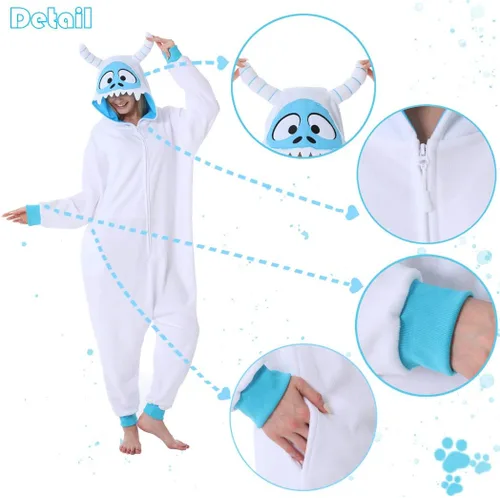 Miniatura 6 de dressfan Disfraz de monstruo de nieve de animales, disfraz de monstruo, pijama de monstruo para cosplay, Nieve