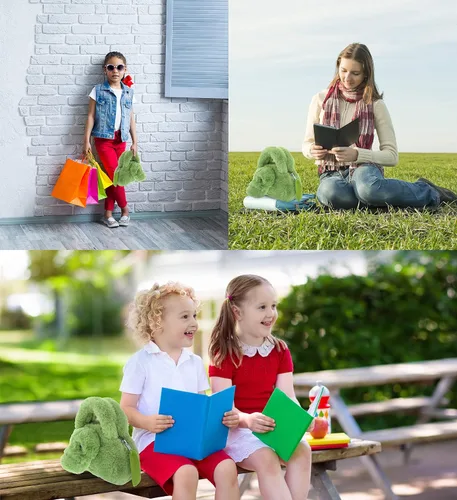 Miniatura 4 de DolliBu Bolso de peluche de cocodrilo, bolso de peluche súper suave para accesorios de niños, bolsa de mano para niños, bolsa de juguete, juego