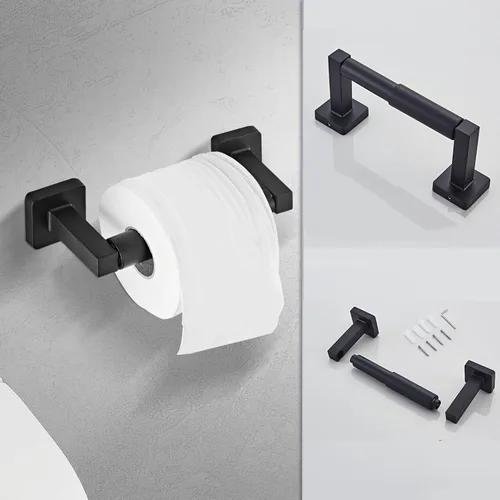 Miniatura 6 de Juego de Accesorios de Baño Negro Mate de 8 Piezas, Juego de Barras de Toalla de Acero Inoxidable Montado en la Pared, Incluye Barra de Toalla