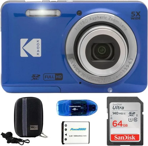 Miniatura 4 de KODAK Pixpro FZ55 - Paquete de cámaras digitales, incluye: SanDisk 64GB SDXC tarjeta de memoria, funda rígida para cámara, lector de tarjetas SD