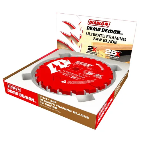 Miniatura 3 de Diablo Demo Demon D0724DA - Hojas de sierra definitivas para enmarcar y demolición de 7 ¼ pulgadas x 24 dientes, paquete de 10 unidades, dientes