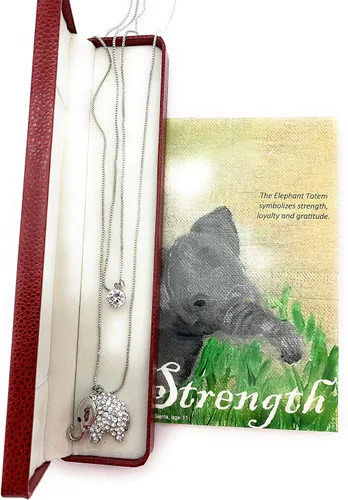 Miniatura 2 de Smiling Wisdom - Conjunto de regalo de collar y tarjeta de felicitación de elefante animal - Mujer - (Elefante de 2 hilos), Papel, aleación de zinc