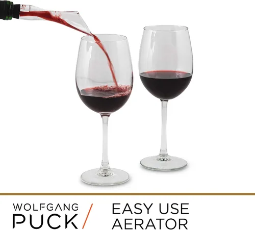 Miniatura 4 de Wolfgang Puck Juego de herramientas de vino de 6 piezas con abridor de vino, aireador, tapón de vino y grabador de champán, 2 sacacorchos