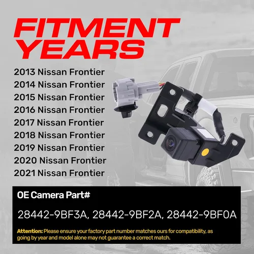 Miniatura 2 de Master Tailgaters Repuesto para cámara de respaldo Nissan Frontier (2013-2021), pieza OE # 28442-9BF3A, 28442-9BF2A, 28442-9BF0A