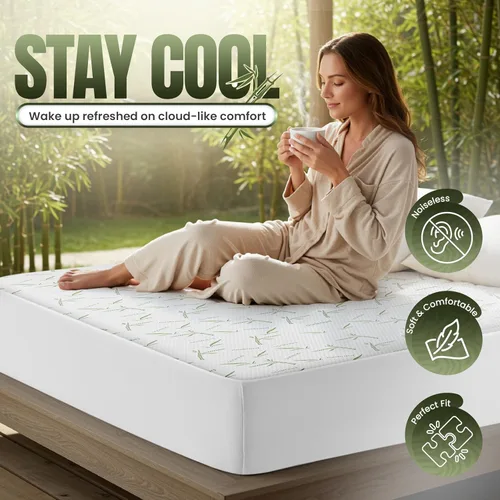 Miniatura 5 de Utopia Bedding – Protector de colchón impermeable tamaño individual, funda de colchón premium de bambú y viscosa de 200 GSM con enfriamiento, suave