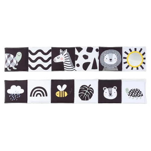Miniatura 9 de Taf Toys Libro de actividades suaves para recién nacidos, libro para bebés de alto contraste en blanco y negro, juguetes sensoriales para bebés