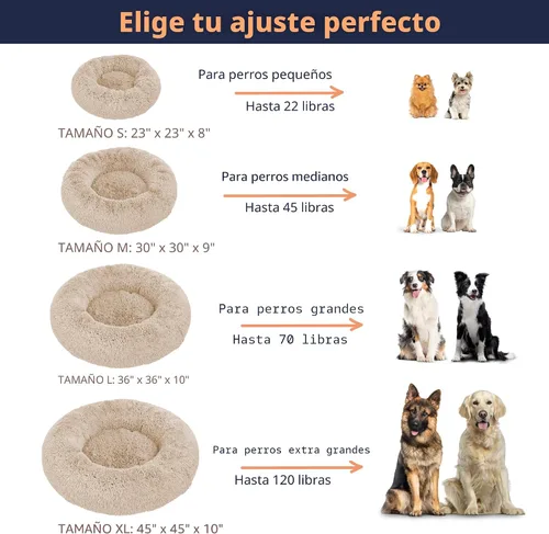 Miniatura 3 de Cama para perros con forma de dona, comodidad prémium para aliviar la ansiedad, diseño esponjoso y calmante con soporte ultra afelpado, acogedora