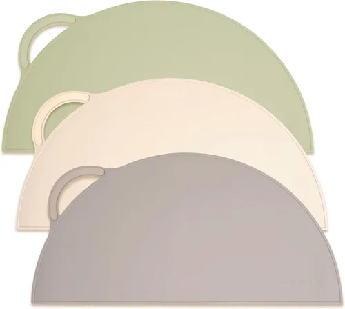 Upward Baby - Juego de 3 alfombrillas de silicona antideslizantes para bebés, mantel individual para mesa de comedor, silla alta, suministros de