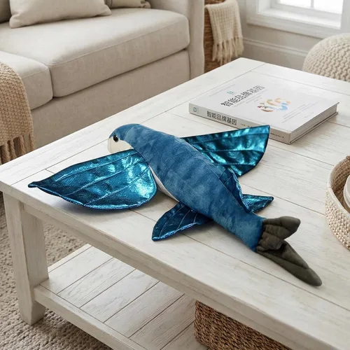 Miniatura 3 de Animales de peluche realistas de pez volador, simulación de 18.5 pulgadas, juguete de peluche de pez volador realista azul, modelo de criaturas