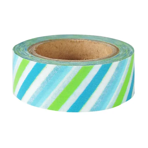 Miniatura 39 de Wrapables Cinta adhesiva japonesa a rayas Washi - Rayas de bloque verde diagonal Rayas diagonales de bloque verde