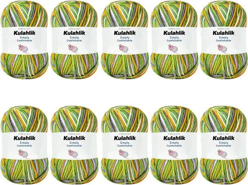 Miniatura 57 de 50g (1x50g) Hilo Acrílico para Crochet y Tejido, Hilo Degradado Colorido, 1 Rollo de Madejas, Hilo Acrílico Multicolor, Perfecto para Proyectos