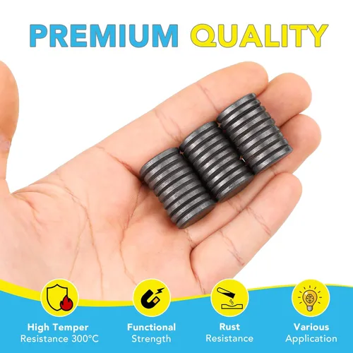 Miniatura 2 de TRYMAG Imanes de cerámica para manualidades, pequeños discos redondos para manualidades con respaldo adhesivo de 0.709 pulgadas, imanes industriales