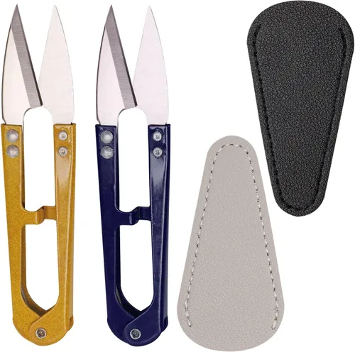 Miniatura 8 de 2 piezas de tijeras de costura mini multicolor 2 piezas de funda protectora de cuero para tijeras pequeña tijera para bordado hilo de bordar hilo