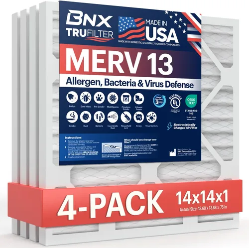 Miniatura 37 de BNX MERV 13 - Filtro de aire plisado electrostático, 12 x 12 x 1 pulgadas (6 pzas), fabricado en EE. UU., filtros de aire HVAC para alergias, polen
