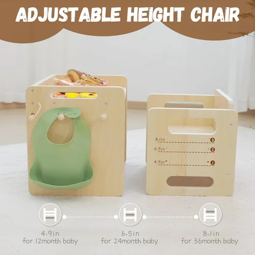 Miniatura 2 de bpmfkid Juego de Mesa y Silla de Destete Montessori - Diseño Ajustable para Niños Pequeños, Ideal para las Comidas, el Aprendizaje y el Juego De