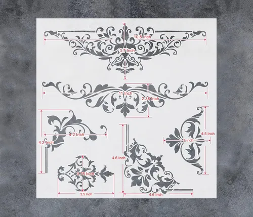 Miniatura 4 de GSS Designs - Plantilla de damasco ornamentada para pintar sobre madera, lienzo, papel, tela, piso, pared y azulejos, 12 x 12 pulgadas, plantilla