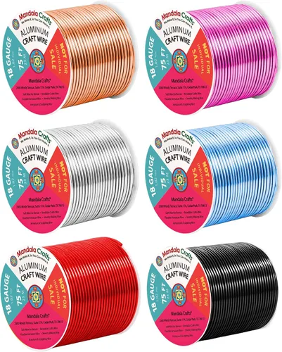 Miniatura 284 de Mandala Crafts - Alambre de aluminio anodizado de 8 calibre para hacer joyas - 9.75 m de alambre flexible negro colorido - Flexible para bonsái