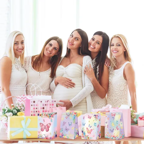 Miniatura 5 de XJLANTTE Paquete de regalo de fiesta de mariposas, 40 bolsas de regalo con calcomanías, bolsas de papel de colores para fiestas de cumpleaños