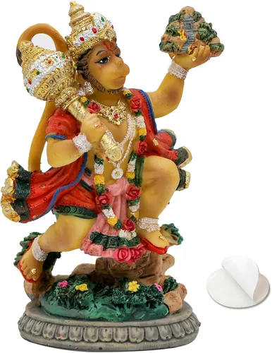 alikiki Estatua de Hanuman de India, Idolo, Señor Hanuman, 3.9 pulgadas de alto, estatua hindú de Dios volador Hanuman para decoración de tablero de