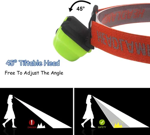 Miniatura 5 de Paquete de 4 faros LED de 5 W súper brillantes de un solo modo, faros delanteros impermeables y ligeros para adultos y niños, correr y acampar