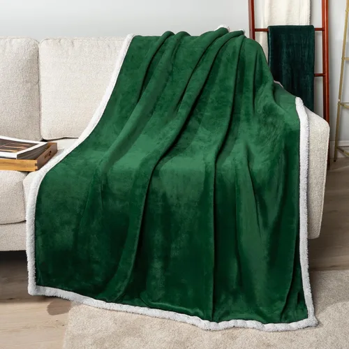 Miniatura 12 de PAVILIA Manta de forro polar Sherpa para sofá, tamaño individual, color rojo granate, suave y mullida, acogedora manta de invierno reversible