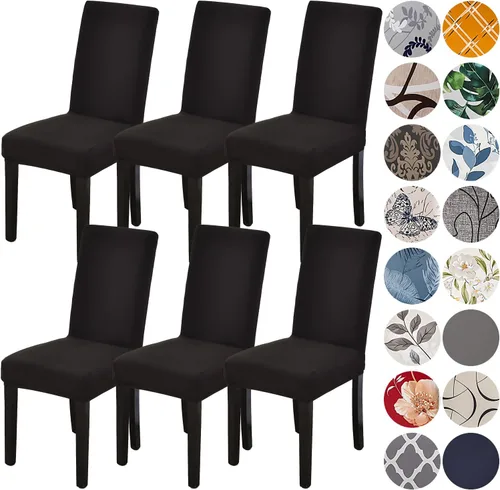 Miniatura 41 de HZDHCLH Juego de 6 fundas grises para sillas Parsons de elastano para comedor, fundas elásticas de elastano para sillas Parsons, fundas de asiento