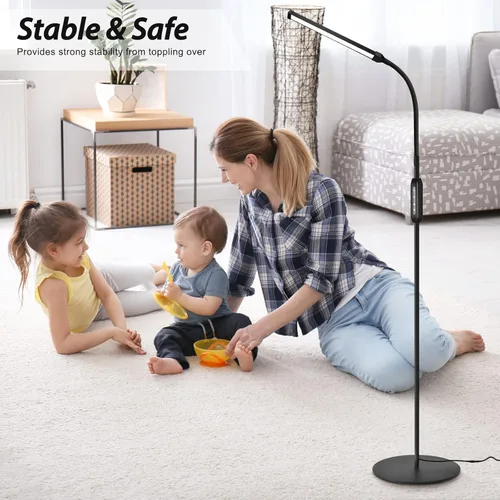 Miniatura 7 de EBEST Lámpara de pie LED para extensiones de pestañas, lámparas de pie para oficina, lámpara de pestañas de tatuaje, lámpara de lectura para Negro