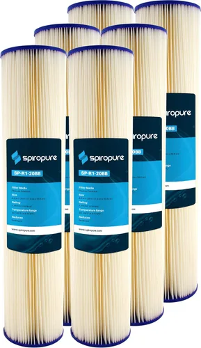 Miniatura 33 de SpiroPure SP-R1 10x2.5 Cartucho de filtro de agua de sedimento de poliéster plisado de 1 micrón SPC-25-1001 (caja de 24)