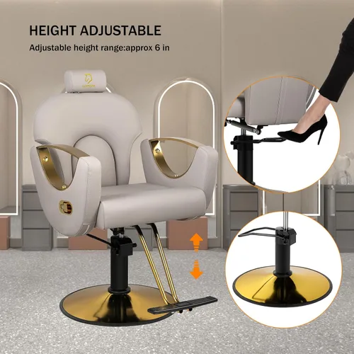 Miniatura 7 de Silla de peluquero reclinable silla de peluquería hidráulica sillas de peluquería giratoria de 360 grados silla de peinado silla de corte de salón