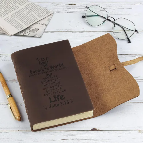 Miniatura 5 de Diarios de cuero personalizados para cuadernos bíblicos cristianos personalizados de 5 x 7 pulgadas, cuaderno de bocetos, diario de viaje, regalos