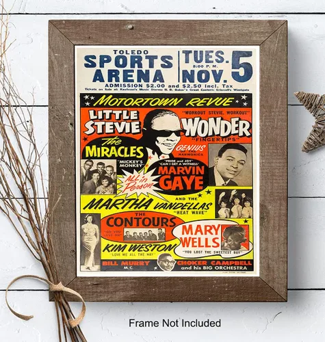 Miniatura 7 de Motown Black Music - Arte de pared afroamericano - Arte negro - Cultura afroamericana - Historia - Stevie Wonder, carteles de concierto de Marvin