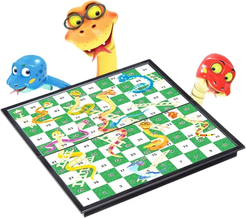 Juegos de mesa de viaje Pequeñas serpientes magnéticas y escaleras Juego de mesa 9.7 pulgadas Tablero plegable portátil